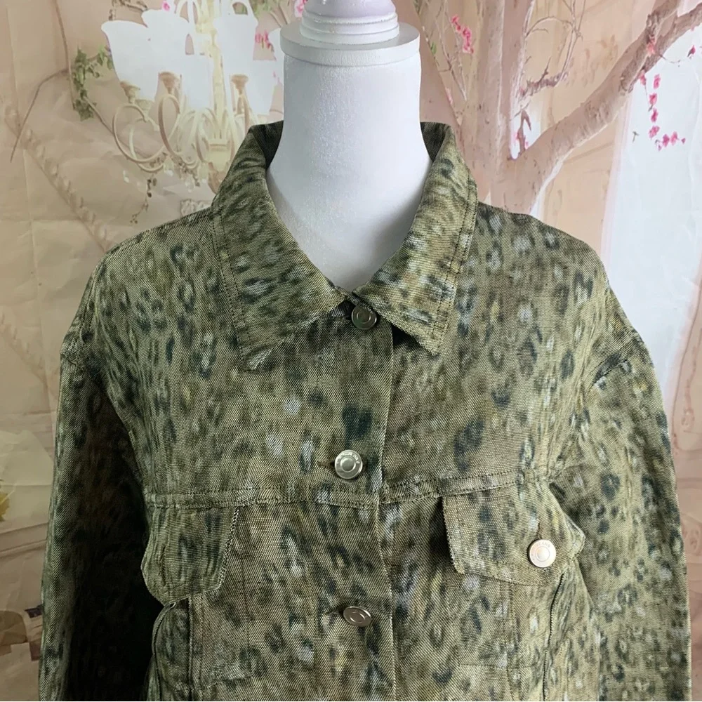 NEW IRO Empathy Leopard Oversized Jean Jacket